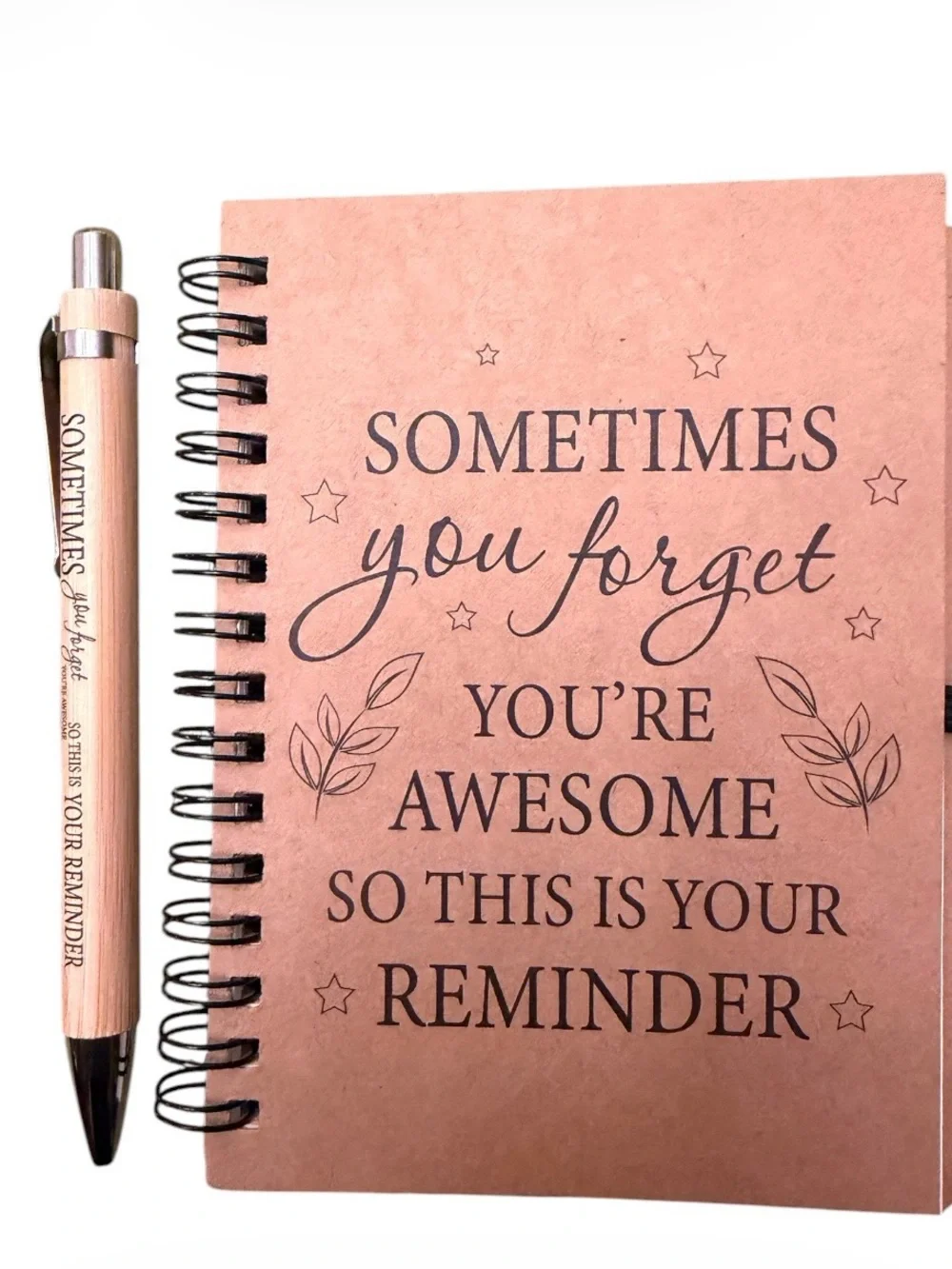 Sometimes You Forget You're Awesome Spiral Notebook with Pen - Blush Pink